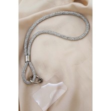 Mena Rise Telefon Charmı Gümüş Taşlı Telefon Bileklik Askısı