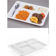 Mena Rise 1 Adet  5 Bölmeli Kırılmaz Tabldot Tabak Self Servis Yemekhane Okul Lokanta Tabildot (40 cm X28 Cm)