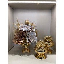 TASARIMHMODA Yapay Çiçekli 3 Parça Set Gold No:1