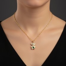 Modahilye - 925 Ayar Orjinal Gümüş Panda Figürü Altın Kaplama Renk Kolye