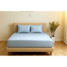 Shules Collection Mavi Çift Kişilik Çarşaf+Yastık Seti %100 Pamuk