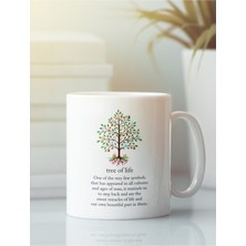 Beyaz Kupa Bardak Sembol Ying Yang Lotus Çiçeği Meditasyon Yoga Yaşam Ağacı