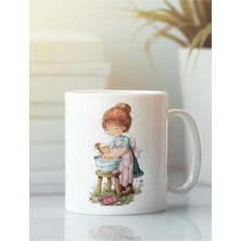 Beyaz Kupa Bardak Vintage Sarah Kay