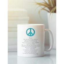 Beyaz Porselen Kupa Peace Barış Bardak