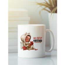 Beyaz Kupa Bardak G194 Aşk Dostluk Arkadaşlık Sevgi Kardeşlik Doğumgünü