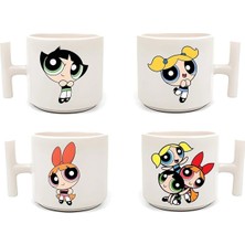 Powerpuff Girls Baskılı 4'lü Beyaz T Kupa Seti 4 Parça