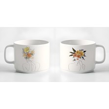 Çay Kahve Espresso Fincanı MINIMAL26 Çizgisel Kadın 2'li Fincan Seti Kupa 180 ml