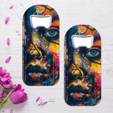 Hediyene Bak Sulu Boyalı Kız Özel Tasarımlı Oval Uzun Açacaklı Magnet