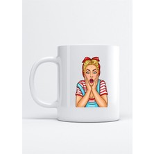 Şaşkın Kadın Baskılı Porselen Kupa Bardak