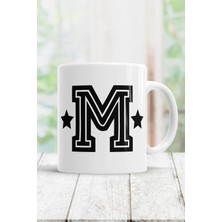 Beyaz M Harfi Baskılı Kupa Bardak