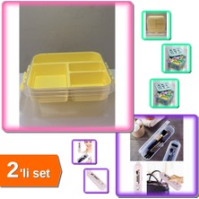 Hereveoyuncak  Çok Amaçlı Bölmeli Oyuncak Saklama Kutusu + Diş Fırçası Makyaj Fırçası Kutusu - 2li Set L9V4B4