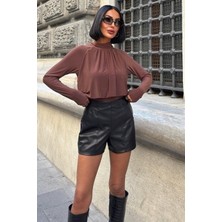 Sobe Döküm Detaylı Boğazlı Sandy Bluz 3480