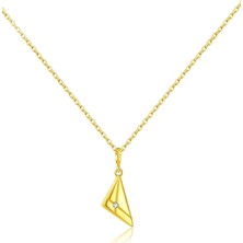 Brezza Lusso Jewelry Golden Prism Işıltılı Minimal Kadın Gümüş Kolye