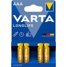 Varta Longlife Aaa Ince Kalem Pil 4'lü Paket (Alkalin) 3 Adet