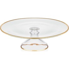 Decorium Cam Ayaklı 33 cm Servis Tabağı Dalia Altın M06460-AB