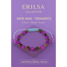 Erilsa Sertifikalı Terahertz Mor Akik Doğal Taş Bileklik - Sakinlik Koruma Enerji Denge Taşı