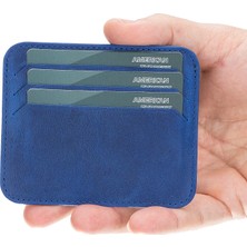 AbbasShop Pedro Slim Deri Kartlık G21 Saks Mavi