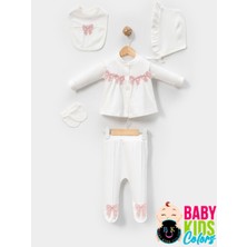 Baby Kids Colors Kutulu - Kız Yenidoğan Kıyafetleri 5'li Hastane Çıkış Setleri Incili %100 Pamuk