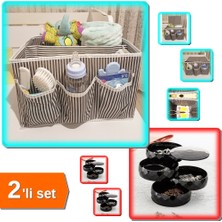 Hereveoyuncak 5 Bölmeli Bebek Beşik Başucu Düzenleyici + 4 Katlı Takı Organizer - 2li Set M1B3T0