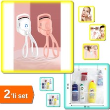 Hereveoyuncak Şarjlı Isıtıcılı Kirpik Kıvırıcı + 8 Cepli Askılı Mutfak Banyo Düzenleyici - 2li Set Z8L1U4