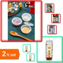 Hereveoyuncak 6 Adet Yelpaze Kapaklı Şeffaf Mini Sosluk + Çikolata Sos Şişesi - 700 ml - 2li Set H8U9Z6