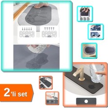 Hereveoyuncak Sihirli Su Emici Kaydırmaz Banyo Paspası + Su Emici Mutfak Musluk Matı - 2li Set P4Q8J3