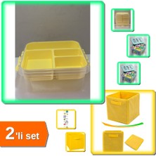 Hereveoyuncak  Çok Amaçlı Bölmeli Oyuncak Saklama Kutusu + Sarı Dolap Içi Düzenleyici Kutu - 2li Set J6A6C0