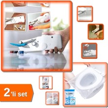 Hereveoyuncak Ev ve Seyahat Tipi El Dikiş Makinesi + 50 Adet Biyobozulur Klozet Kapağı Poşeti - 2li Set V2D0V5