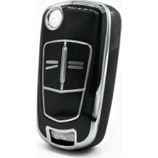 Autohan Keys Lüx Opel Astra H Corsa D 2 Buton Nano Koruma Anahtar Kılıfı Siyah Gümüş Renk