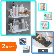 Hereveoyuncak 2 Adet Özel Raf Baharatlık + Su Emici Sihirli Mutfak Banyo Musluk Matı - 2li Set U7X1A6