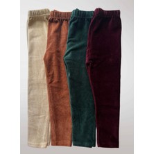 Bobsi Co Kız Çocuk Fitilli Kadife %100 Pamuk Renkli 4'lü Takım Tayt Seti