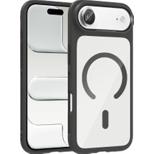 Systemcom iPhone 17 Air Kılıf M-Safe Şarj Özellikli Metal Kamera Çerçeveli Zore Tiko Kapak - Siyah