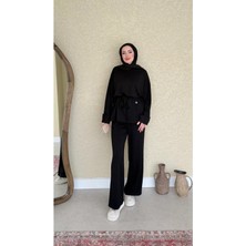 Miraydin Butik Kadın Düğme Detaylı Seyyar Kuşaklı Ikili Takım M5002 - Siyah