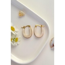 Sacce Scarves & Accessories Ekru Oval Gold Çelik Halka Küpe – Vintage Seri