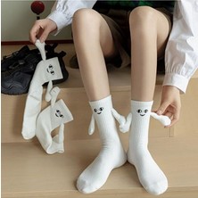 Worthy Socks 4 Çift Beyaz Mıknatıslı El Ele Tutuşan Çorap Arkadaşlık Spor Çorabı
