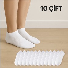 Worthy Socks 10'lu Kadın Fitilli Kısa Beyaz Patik Çorap 10 Çift