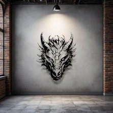 STE Ejderha Kafası Metal Duvar Dekoru – Fantastik Sanat ve Güç Temalı Modern Tasarım