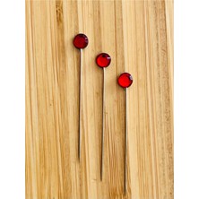 öztürk Taşlı Şal Eşarp Iğnesi. 38MM. 3'lü Paket. Kırmızı.