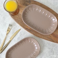 Mena Rise Mat Toprak Taupe Kayık Tabak 22 cm 2 Adet 977