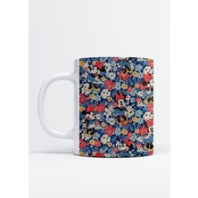 Mickey Mouse Çiçek Desenli Kupa Bardak