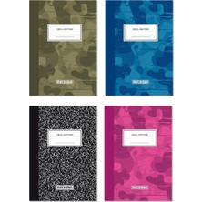 Mena Rise Kamuflaj Desen A4 Okul Defteri, 80 Yaprak 4'lü Paket