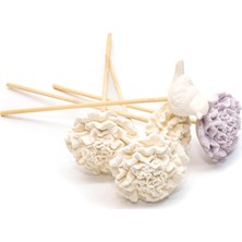 Mena Rise Bambu Çubuklu Koku Yayan Büyük Çiçekler-Ekru Set