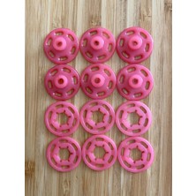 Kartopu Dikmeli Plastik Çıtçıt 21MM 6'lı Paket (6 Çift)  Renk: Koyu Pembe.