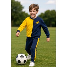 Sarı Lacivert Çocuk Eşofman Takımı – Taraftar Çocuk Spor Takım – Futbol Oynama Takımı – Rahat ve Esnek Günlük Spor Çocuk Giyim