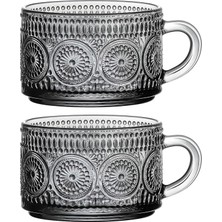 Mena Rise Adet Desenli Kulplu Kase - Şeffaf Füme Cam, ve Soğuk Kullanım Için Büyük Kase, Meyve, Yoğurt, Yulaf, Çay ve Tatlı Için Çok Amaçlı, Füme Renk