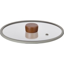 Mena Rise Fika 24CM Düz Silikon Çerçeveli Cam Kapak Gri