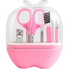 Mena Rise Manikür & Pedikür Seti – Elma Şekilli 9’lu Pembe, Taşınabilir El ve Tırnak Bakım Kiti