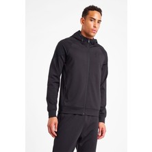 Lescon 25N-1117 Erkek Fermuarlı Kapüşonlu Sweatshirt  - Siyah