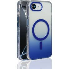 Systemcom iPhone 16E Kılıf M-Safe Şarj Özellikli Transparan Renk Geçişli Zore Toros Kapak - Mavi