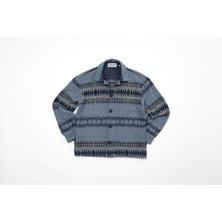 Steppe Rider Erkek Oversize Kalın Kışlık Etnik Kilim Desenli Ceket Gömlek Overshirt